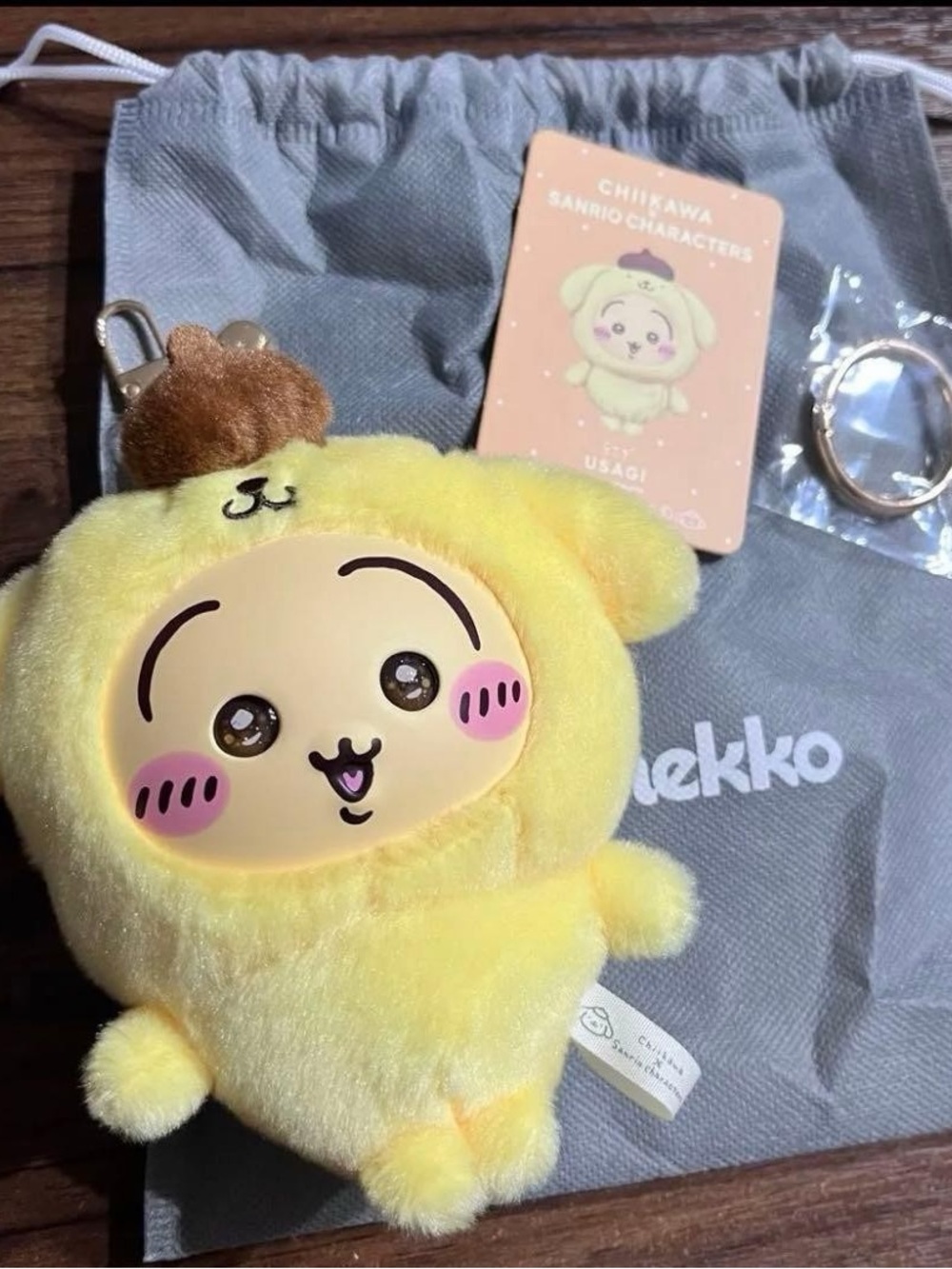 NEW Chiikawa × Sanrio Plush Keychain Kiramekko Usagi × Pom Pom Purin Japan F/S - Picture 4 of 5